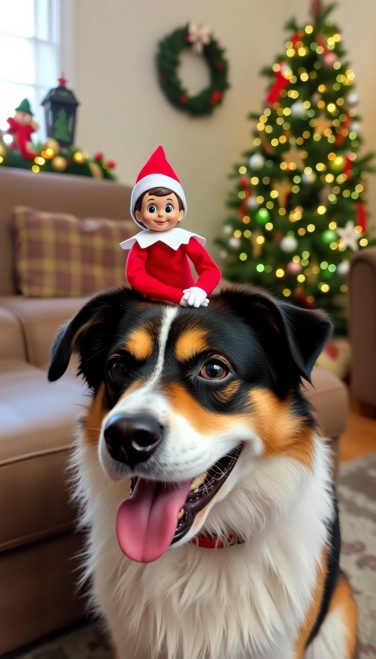 19 Last-Minute Elf on the Shelf Ideas That Will Save Your Day (Especially #10!) - 10. Elf Takes a Ride on the Pet