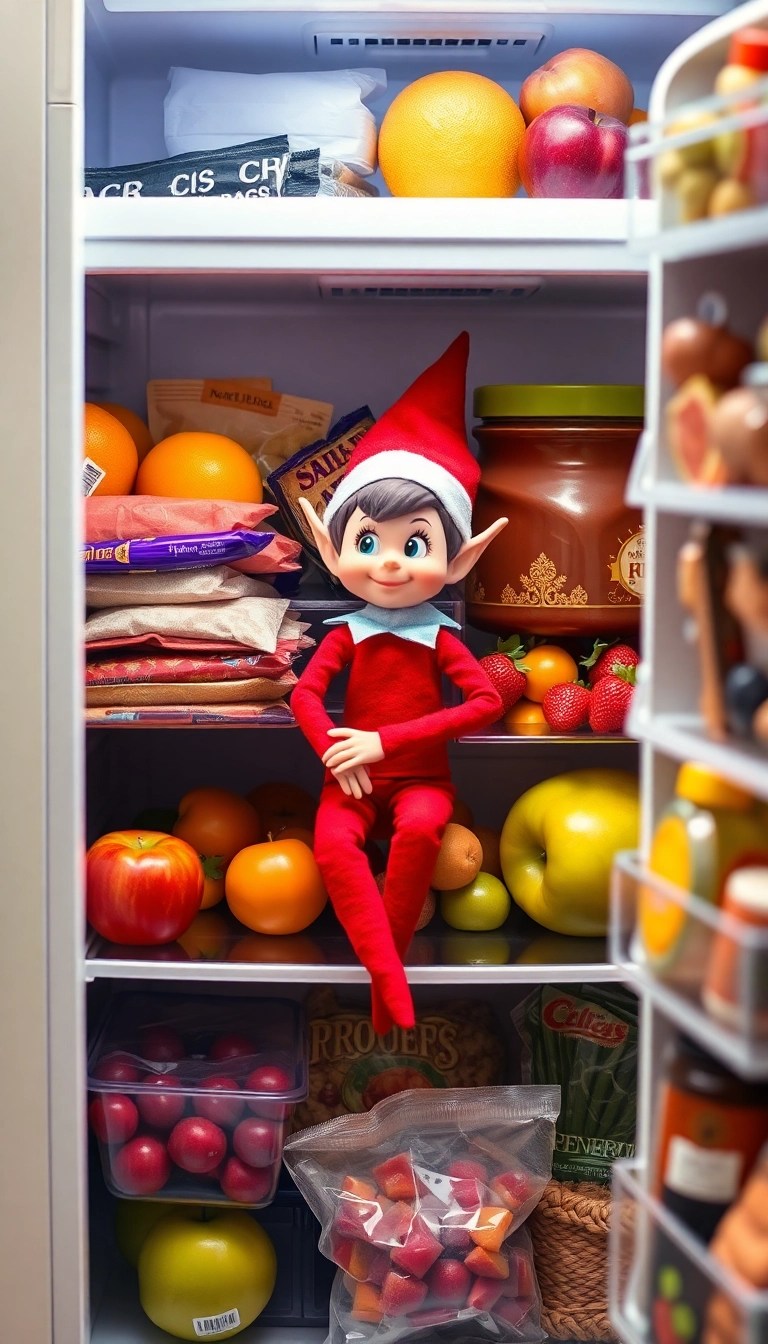 19 Last-Minute Elf on the Shelf Ideas That Will Save Your Day (Especially #10!) - 12. Elf’s Adventure in the Fridge