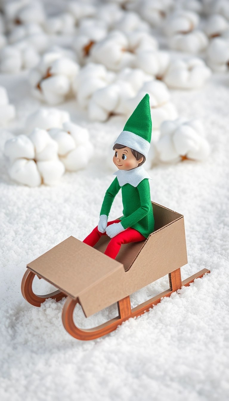 19 Last-Minute Elf on the Shelf Ideas That Will Save Your Day (Especially #10!) - 13. Elf’s Sledding Fun