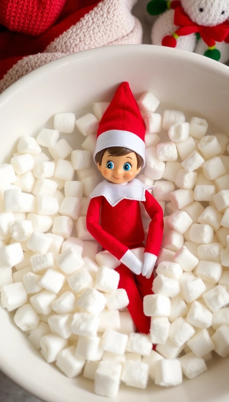19 Last-Minute Elf on the Shelf Ideas That Will Save Your Day (Especially #10!) - 6. Elf Takes a Bubble Bath
