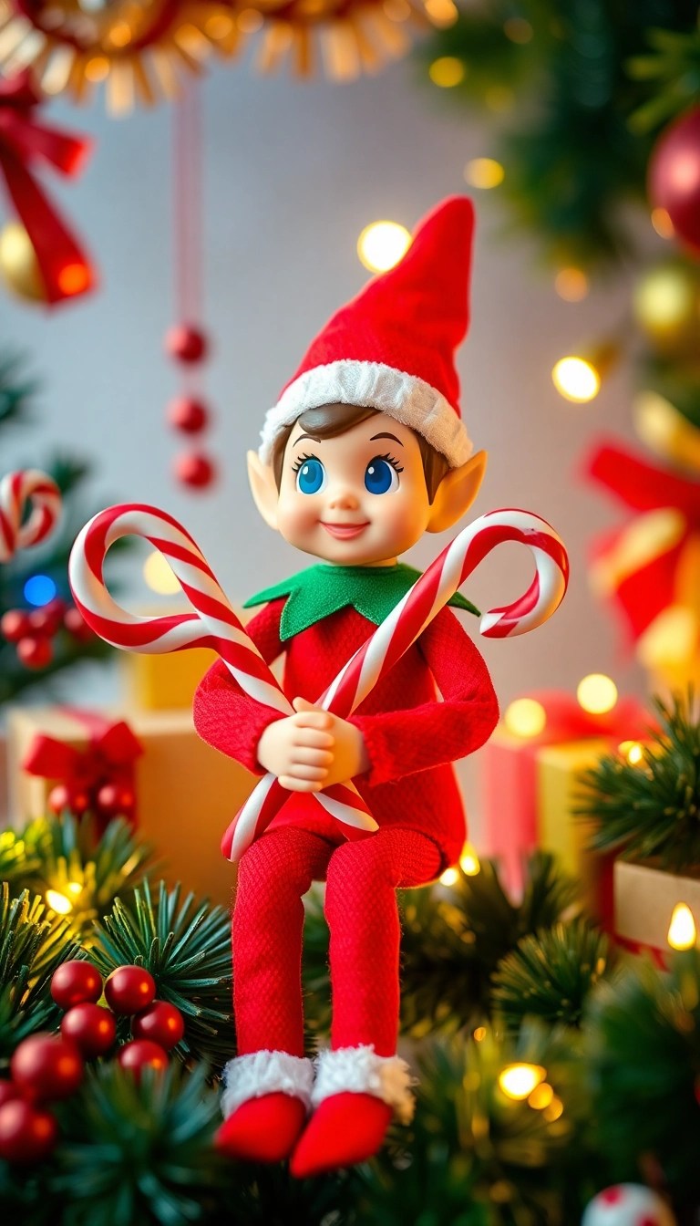 19 Last-Minute Elf on the Shelf Ideas That Will Save Your Day (Especially #10!) - 7. Elf’s Candy Cane Hunt