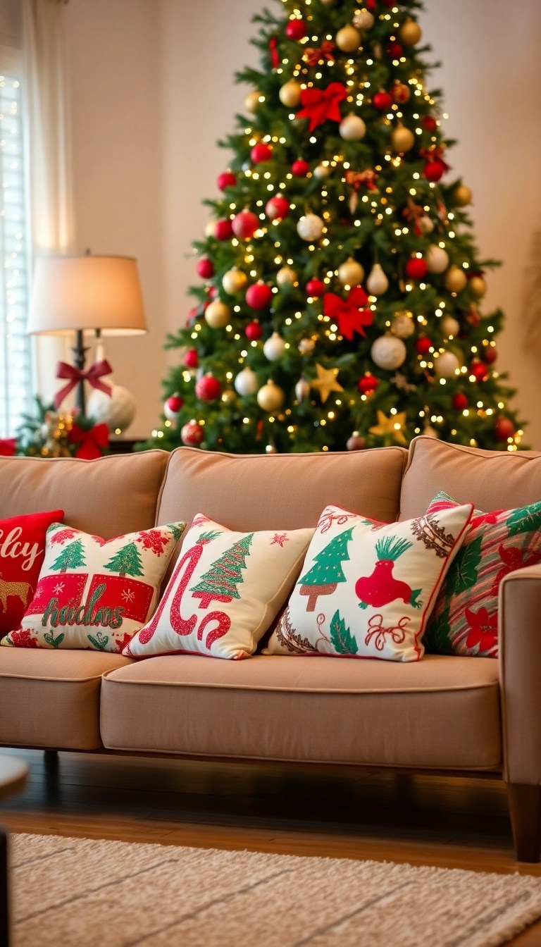 25 Easy Christmas DIY Decor Ideas That’ll Spark Your Holiday Spirit! - 11. Cozy Holiday Pillows