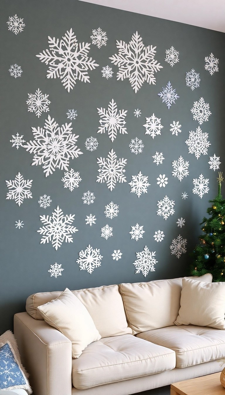 25 Easy Christmas DIY Decor Ideas That’ll Spark Your Holiday Spirit! - 2. DIY Snowflake Wall Art