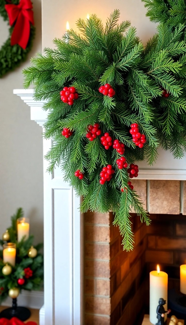 25 Easy Christmas DIY Decor Ideas That’ll Spark Your Holiday Spirit! - 3. Festive Garland with Pine and Berries