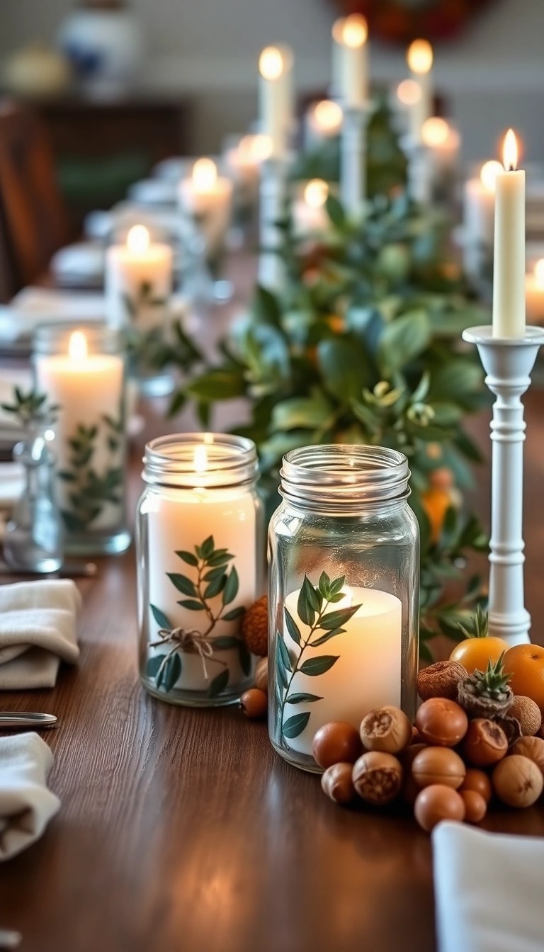 25 Easy Christmas DIY Decor Ideas That’ll Spark Your Holiday Spirit! - 6. DIY Candle Holders with Eucalyptus