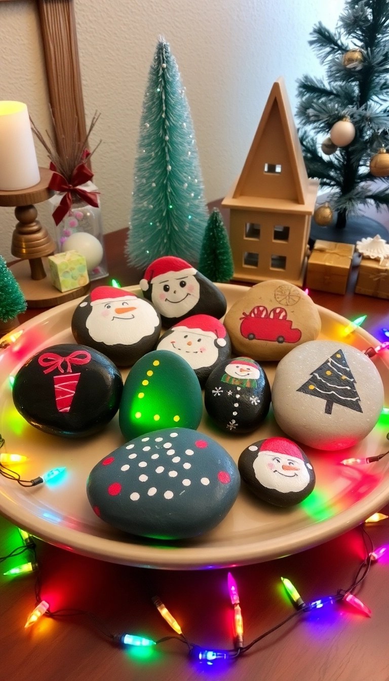 25 Easy Christmas DIY Decor Ideas That’ll Spark Your Holiday Spirit! - 8. Festive Painted Rocks
